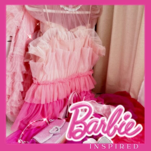 Tulle Tiered Midi Strap Ombre Pink Dress - Picture 4 of 6